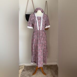 Vintage Handmade Floral Ruffle Sleeve Cottagecore Maxi Tea Dress